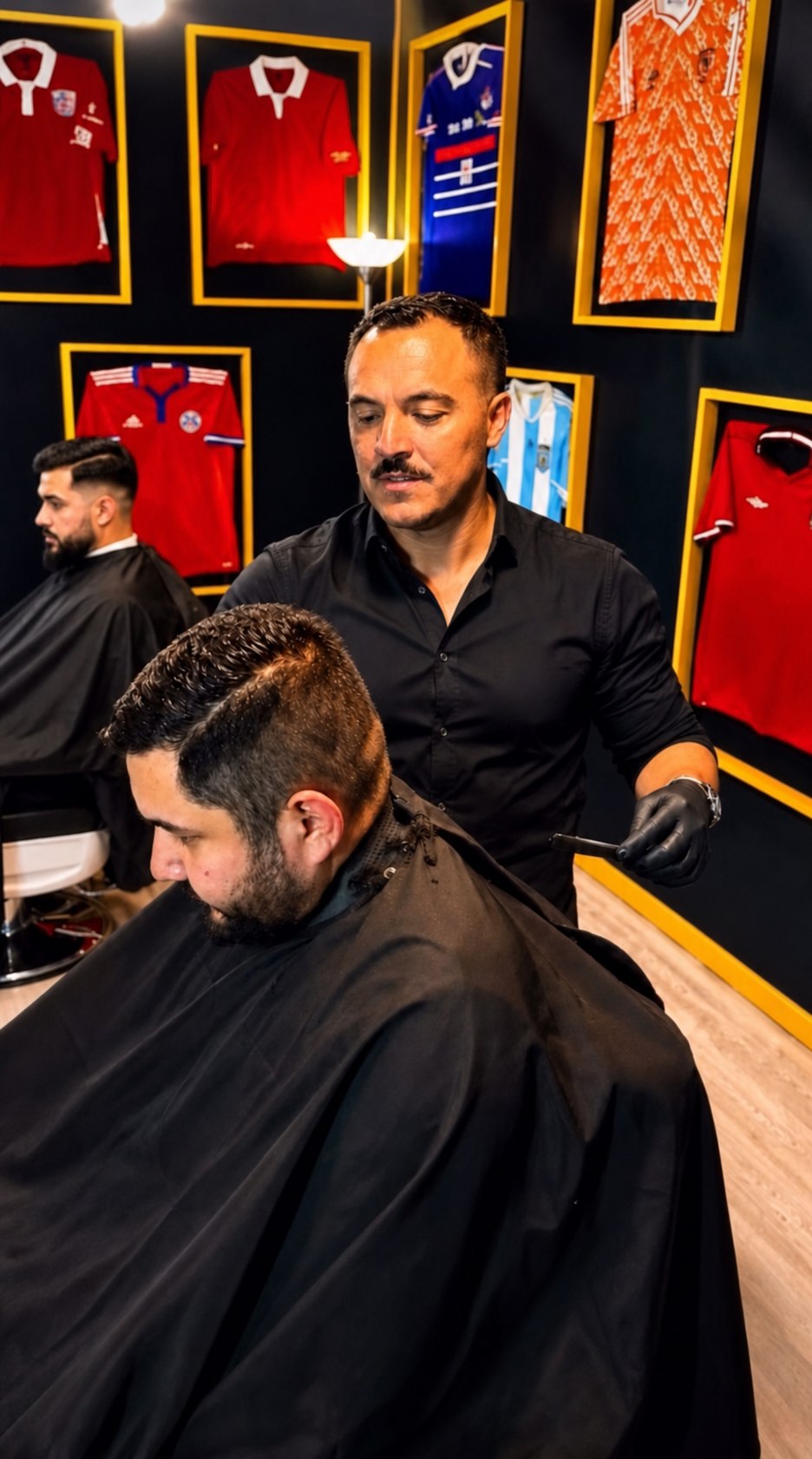 Barbero trabajando un corte dentro de BBSCLUB
